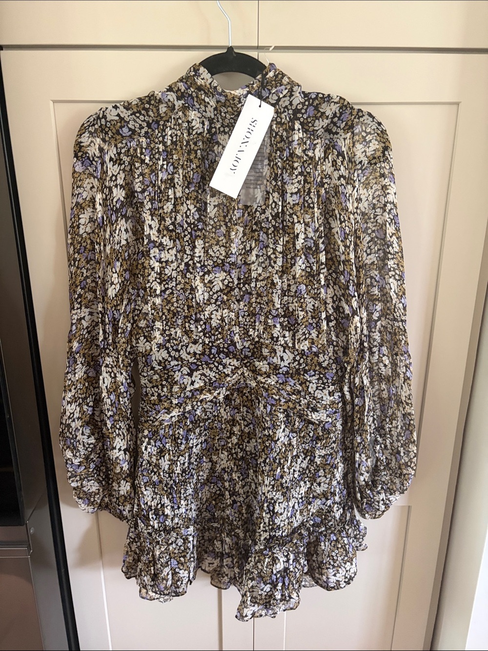 Shona Joy and Purple Floral High-Neck Dress